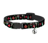Cat Collar Breakaway with Bell Christmas Holiday Finial Bauble Ornaments Black/R