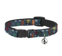 Cat Collar Breakaway with Bell Christmas Ornaments/Snowflakes Blue/White/Multi C