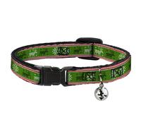 Cat Collar Breakaway with Bell Christmas Stitch Moose/Snowflakes Red/Green NARRO
