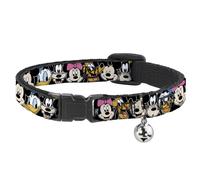 Cat Collar Breakaway with Bell Classic Disney Character Faces Black NARROW Fits