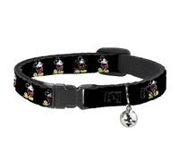 Cat Collar Breakaway with Bell Classic Mickey Mouse Pose Black NARROW Fits 8.5-1