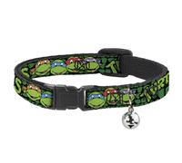 Cat Collar Breakaway with Bell Classic TMNT Group Faces/TURTLES Turtle Shell Bla