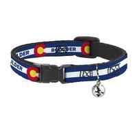 Cat Collar Breakaway with Bell Colorado BOULDER Flag Blue/White/Red/Yellow NARRO