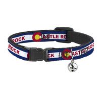 Cat Collar Breakaway with Bell Colorado CASTLE ROCK Flag Blue/White/Red/Yellows