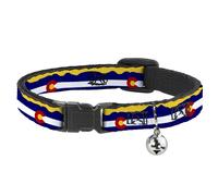 Cat Collar Breakaway with Bell Colorado Flag/Mountain Silhouette Yellow NARROW F