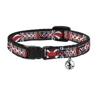 Cat Collar Breakaway with Bell Corset Lace Up w/Bow Red Plaid/Red NARROW Fits 8.