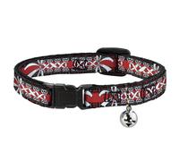 Cat Collar Breakaway with Bell Corset Lace Up w/Bow Red Plaid/Red NARROW Fits 8.