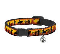 Cat Collar Breakaway with Bell Cowboy Silhouette/Western Landscape Reds/Black NA
