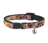 Cat Collar Breakaway with Bell Dancing Catrinas Collage Multi Color NARROW Fits