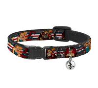 Cat Collar Breakaway with Bell DC Bombshell Pin-Up Girls NARROW Fits 8.5-12"