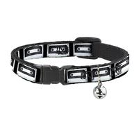Cat Collar Breakaway with Bell DC Cassette Tape NARROW Fits 8.5-12"
