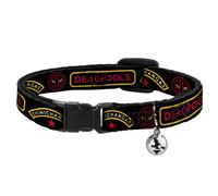 Cat Collar Breakaway with Bell DEADPOOL'S CHIMICHANGAS and Logo Black/Gold/Red N