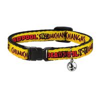 Cat Collar Breakaway with Bell DEADPOOL'S CHIMICHANGAS Flames Yellow/Black/Red N