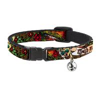 Cat Collar Breakaway with Bell Death Before Dishonor Olive NARROW Fits 8.5-12"