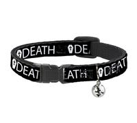 Cat Collar Breakaway with Bell DEATH/Coffin Black/White NARROW Fits 8.5-12"