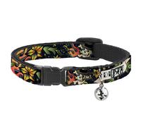 Cat Collar Breakaway with Bell Death or Glory Black NARROW Fits 8.5-12"