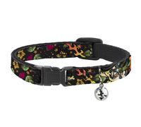 Cat Collar Breakaway with Bell Death or Glory CLOSE-UP Black NARROW Fits 8.5-12"