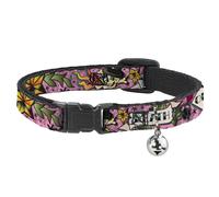 Cat Collar Breakaway with Bell Death or Glory Pink NARROW Fits 8.5-12"