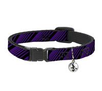 Cat Collar Breakaway with Bell Diagonal Stripes Purples NARROW Fits 8.5-12"