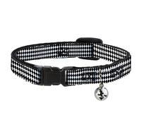 Cat Collar Breakaway with Bell Diamonds Stripe White/Black NARROW Fits 8.5-12"