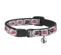Cat Collar Breakaway with Bell DIET COKE Bottle Caps Grays/White/Red NARROW Fits