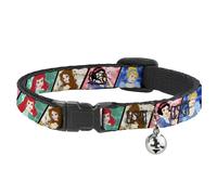 Cat Collar Breakaway with Bell Disney Princess Poses/Castle Blocks NARROW Fits 8