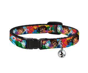 Cat Collar Breakaway with Bell DORA THE EXPLORER Dora Poses/Floral Collage Orang