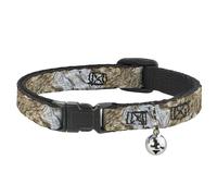 Cat Collar Breakaway with Bell Driftwood Grain NARROW Fits 8.5-12"