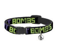Cat Collar Breakaway with Bell DROP BASS NOT BOMBS Black/Blue/Yellow/Purple/Gree