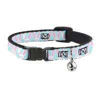 Cat Collar Breakaway with Bell Easter Bunnies Smiling Sky Blue NARROW Fits 8.5-1