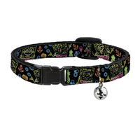 Cat Collar Breakaway with Bell Electric SpongeBob Poses/Elements Black/Multi Col