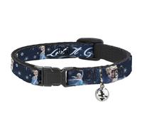 Cat Collar Breakaway with Bell Elsa Poses/Snowflakes LET IT GO Blues/White NARRO