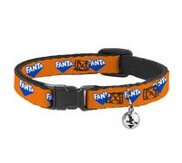 Cat Collar Breakaway with Bell FANTA Logo Orange/Blue/White NARROW Fits 8.5-12"