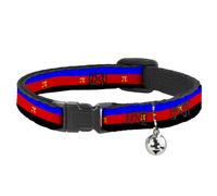 Cat Collar Breakaway with Bell Flag Polyamorous Pi Symbol Blue/Red/Black/Yellow