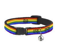 Cat Collar Breakaway with Bell Flag Pride Rainbow NARROW Fits 8.5-12"