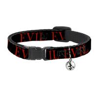 Cat Collar Breakaway with Bell Flaming EVIL Black/Red NARROW Fits 8.5-12"