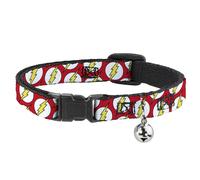 Cat Collar Breakaway with Bell Flash Logo Scattered Red/White/Yellow NARROW Fits