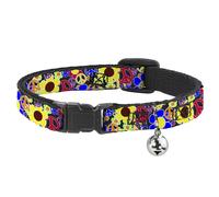 Cat Collar Breakaway with Bell Flower Peace Power NARROW Fits 8.5-12"