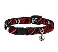 Cat Collar Breakaway with Bell FRIDAY THE 13th/Jason Mask4/Axe Blood Splatter Bl