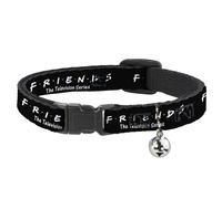 Cat Collar Breakaway with Bell FRIENDS-THE TELEVISION SERIES Logo Black/White/Mu