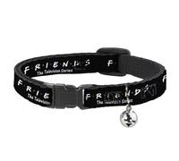 Cat Collar Breakaway with Bell FRIENDS-THE TELEVISION SERIES Logo Black/White/Mu