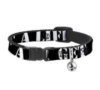 Cat Collar Breakaway with Bell GET A LIFE Black/White NARROW Fits 8.5-12"