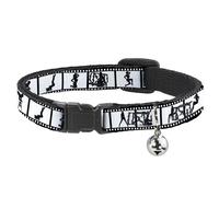 Cat Collar Breakaway with Bell Girls Posing Film Strip White/Black NARROW Fits 8