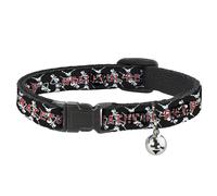 Cat Collar Breakaway with Bell GRATEFUL DEAD Dancing Skeletons and Text Black/Wh