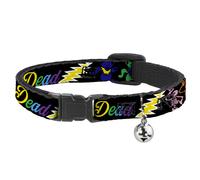 Cat Collar Breakaway with Bell Grateful Dead Script w/Bears & Skeletons Black/Mu