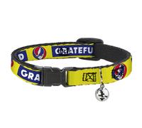 Cat Collar Breakaway with Bell GRATEFUL DEAD Text Box and Steal Your Face Logo Y