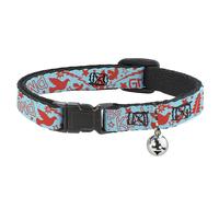Cat Collar Breakaway with Bell GRATEFUL OPTIMISM BE KIND Icons Collage Blue/Red