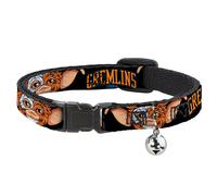 Cat Collar Breakaway with Bell GREMLINS 1984 Gizmo Face Close-Up Black NARROW Fi