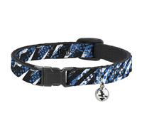 Cat Collar Breakaway with Bell Grunge Tread Blue NARROW Fits 8.5-12"