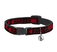 Cat Collar Breakaway with Bell HUSTLE HARDER/Stripes Weathered Red/Black NARROW